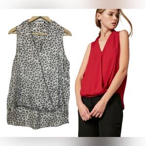 Three Eighty Two Monroe Surplus Gray/White Animal Print Blouse